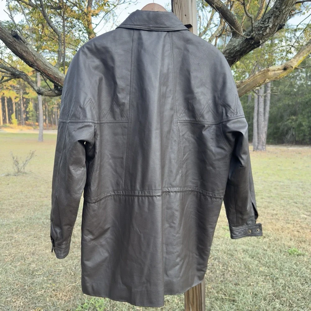 Vintage KC Collections Leather Jacket Women XL Dark Brown Blanket Lining Western - Picture 4 of 13